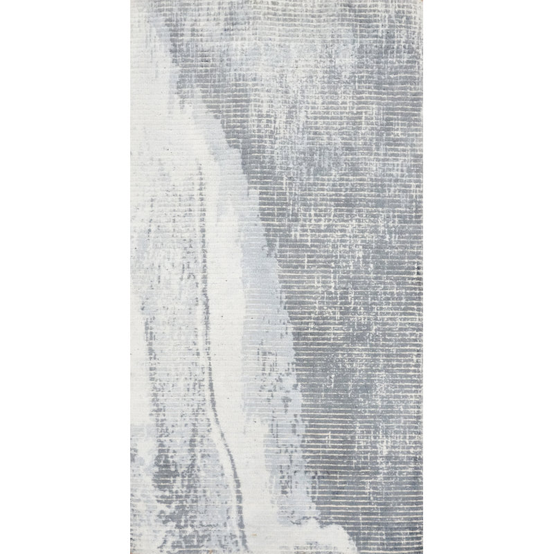 Tapis gris doux et blanc avec motif abstrait moderne 2 x 4