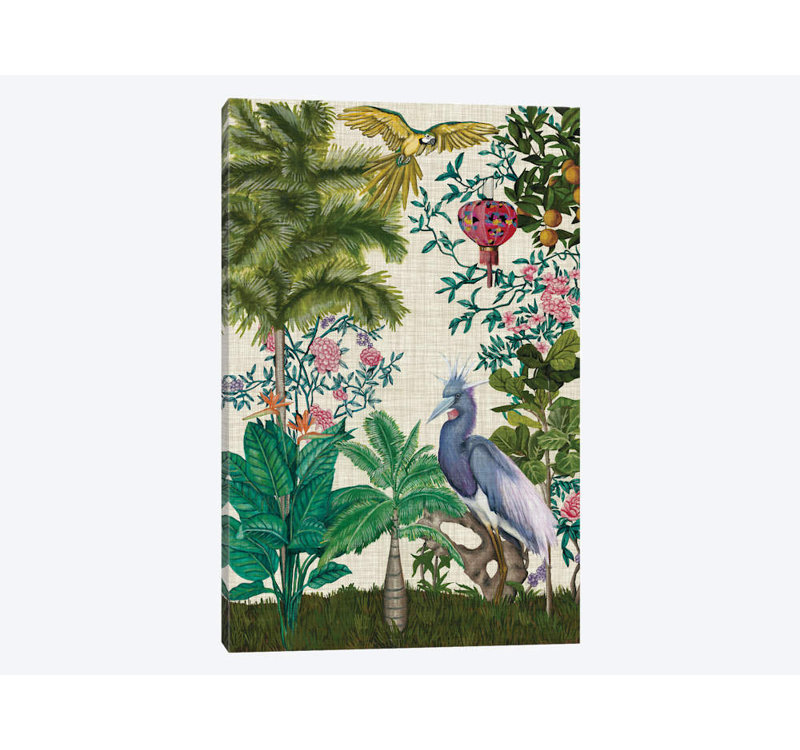 « paradis chinoiserie i », reproduction sur toile, H 12 po x l 8 po x P 0,75 po