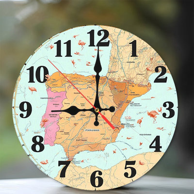 Horloge murale Espagne carte flamant rose