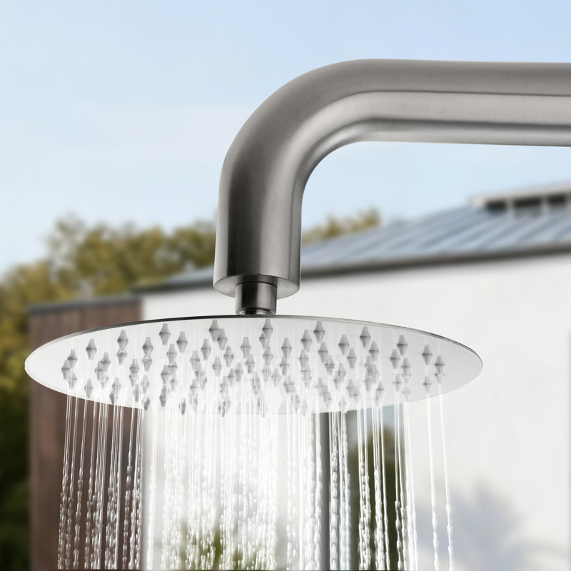94.29"H Dual-function 316 Stainless Steel Freestanding Outdoor Shower with Footwash, Brusahed Nickel