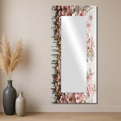 Crème matin collage de cornouiller II - art mural miroir floral - imprimé sur métal