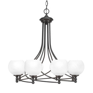 Capri 8 Light Uplight Chandelier With 5.75" White Marble Glass