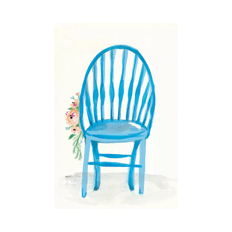 Floral Chair II by Jessica Mingo - Wrapped Canvas Painting, 30.48 cm H x 45.72 cm W