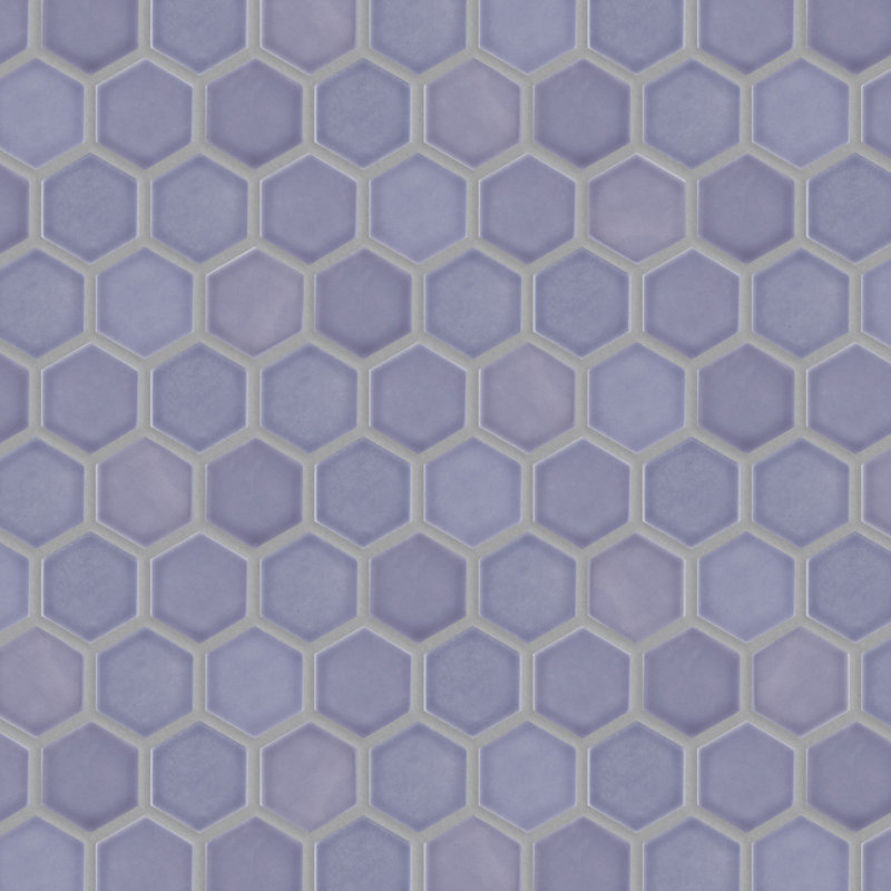 Hudson Due 2" Hex 10-7/8 " x 12-5/8 " Porcelain Mosaic Floor and Wall Tile, Lavender