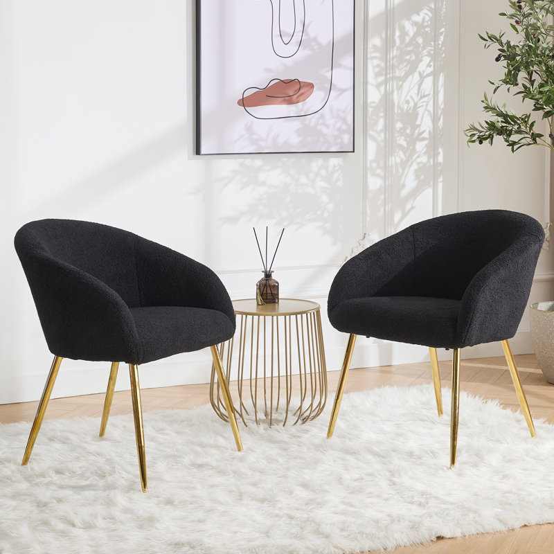 Joshpal 24.5” occasional chair, Bouclé noir, Or