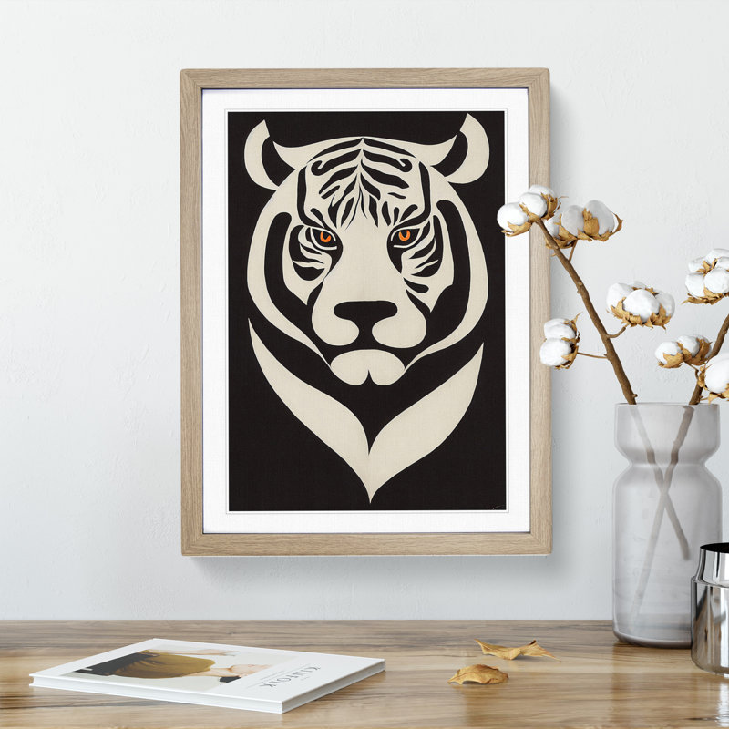 Tiger - Framed Print, Oak, 46cm H x 34cm W x 2cm D