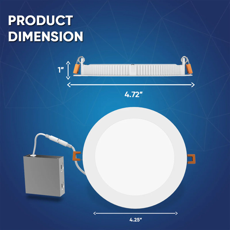 Plafonniers encastrés à DEL 4 "avec boîte de jonction, lumière à intensité variable