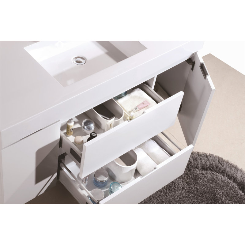 Ensemble de meuble-lavabo mural simple de 47,25 po Royka, Blanc