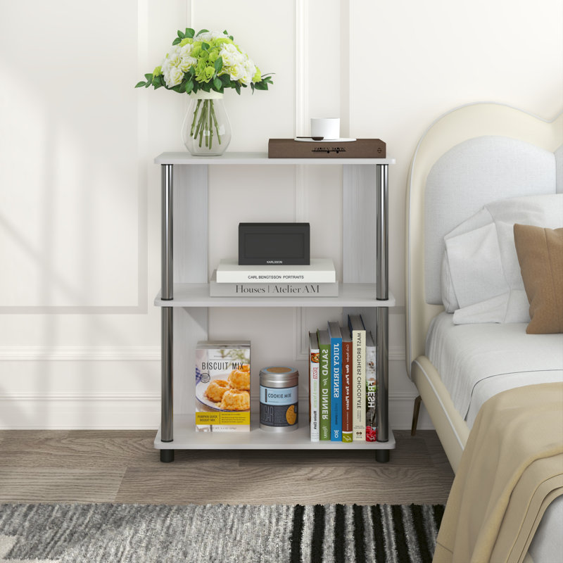 3-Tier 29.8" Corner Shelf, Open Shelves for Display and Storage, White Oak