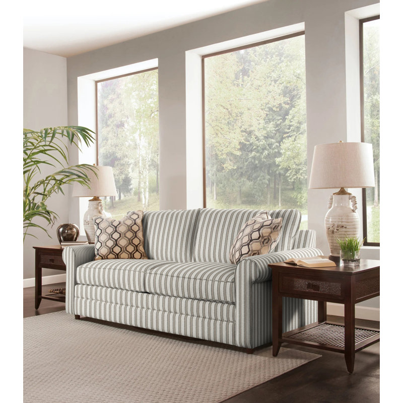 Edgeworth Sofa, Gel Memory Foam Mattress, Sunbrella Beige Pinstripe; 6205-74