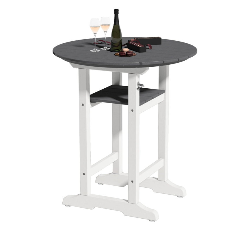 Table de bar 34 po Hdpe, Gris / Blanc