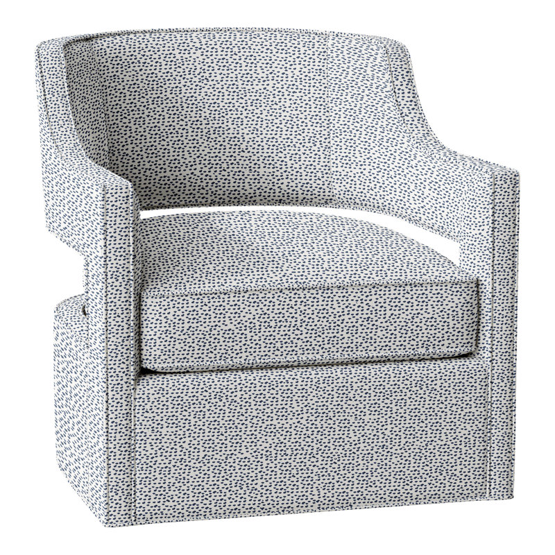 Phoebe Upholstered Swivel Armchair, Perigold Elements Blueberry