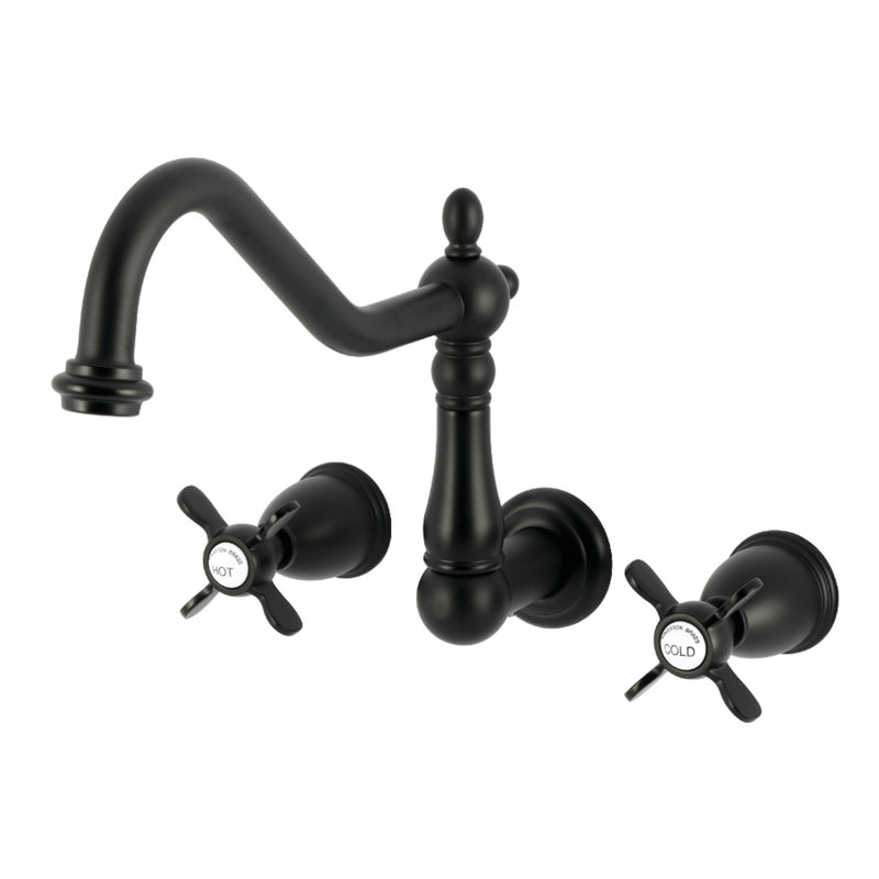 Robinet de baignoire romaine à 3 poignées et 3 poignées à fixation murale Kingston, Noir mat