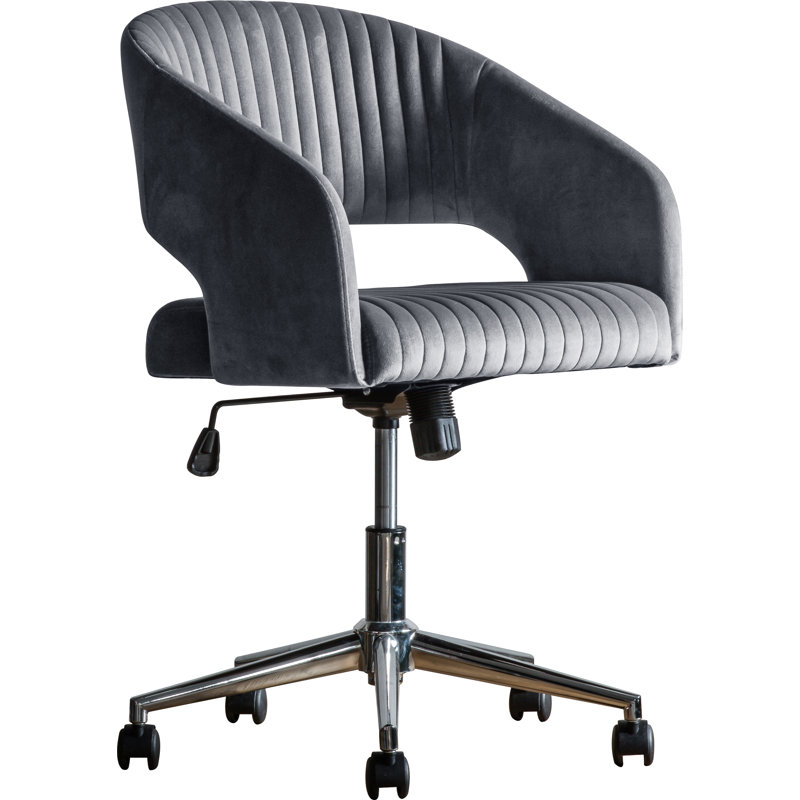 Fairmont Park Araceli Velvet Office Chair, Charcoal, Chrome