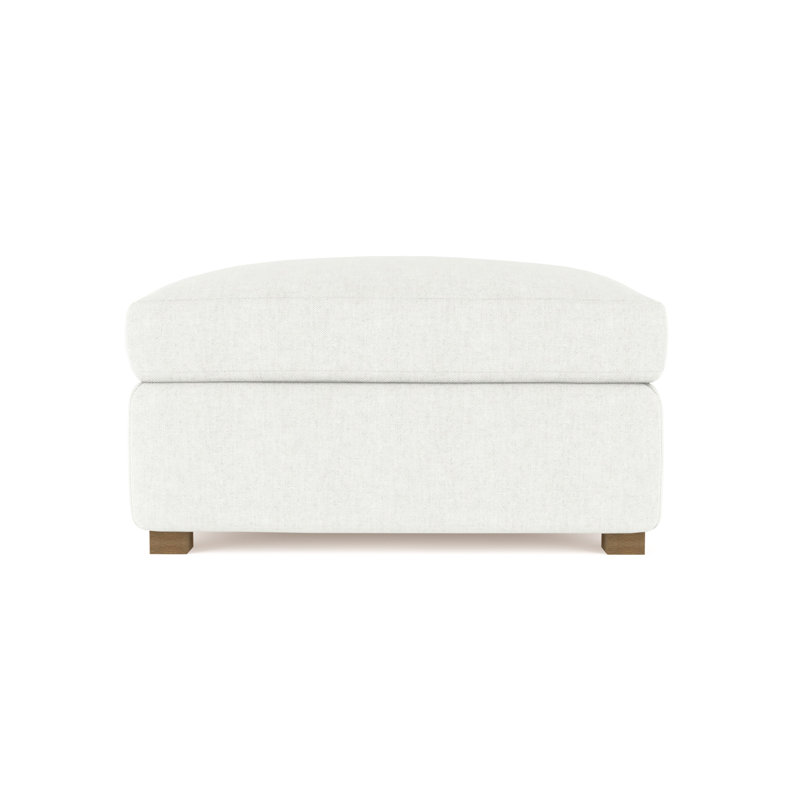 Madison Upholstered Ottoman, Plush Velvet Blanc, Weathered