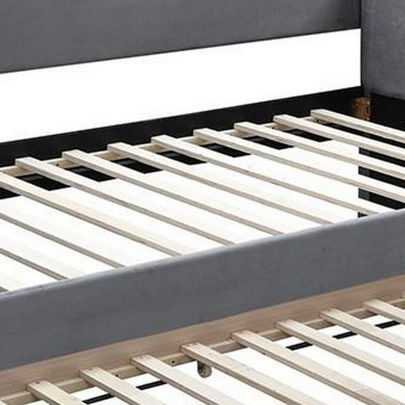 Très grand lit plateforme tapissier, Gris