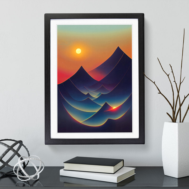 Abstract Mountain Sunset No.1 - Wall Art, Black Framed, 66cm H x 48cm W