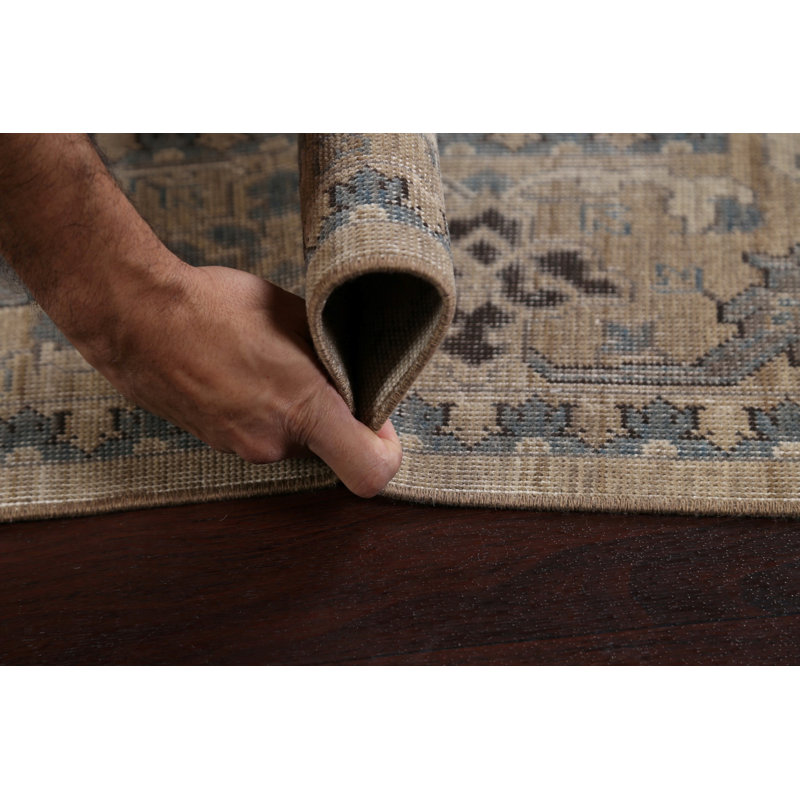 Tapis bleu clair / ivoire en laine Ziegler