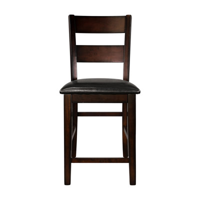 Cherry Finish Counter Height Dining Chairs, 2Pc , Wood With Faux Leather Seat, Hip 2 Piece, Frame, Upholstered