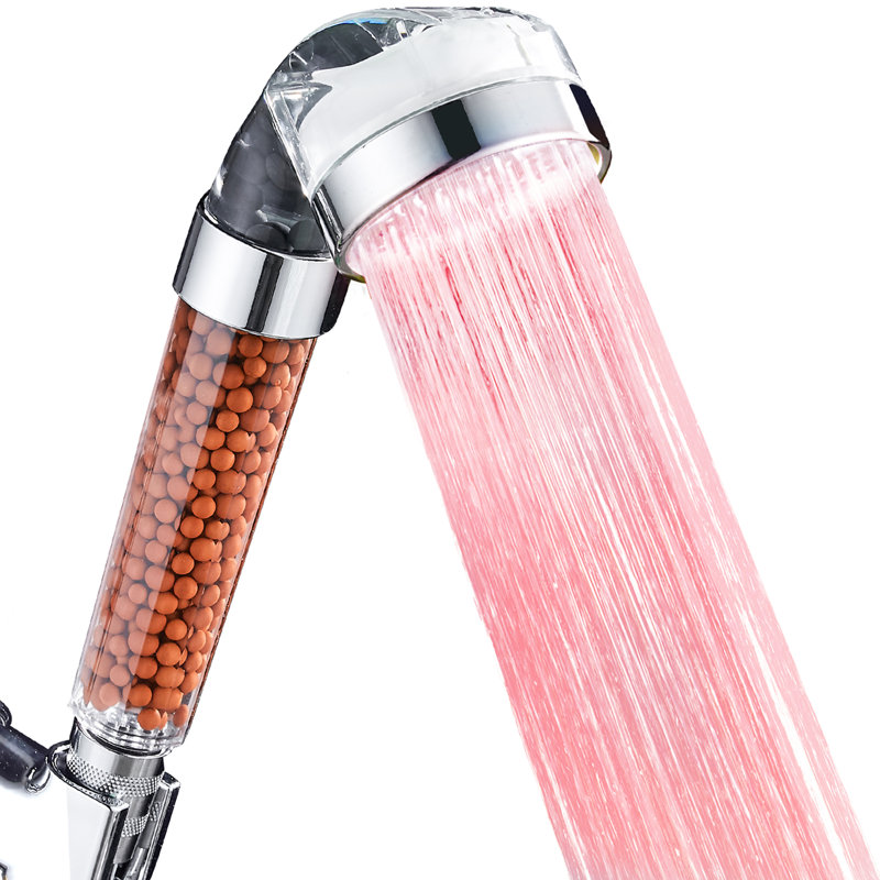 Pomme de douche colorée avec filtre à DEL sensible à la température, filtre