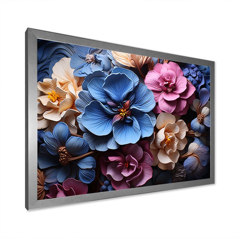 Nocturnal Pansy Elegance, Cadre photo argenté, H 30 po x l 40 po x P 1,5 po