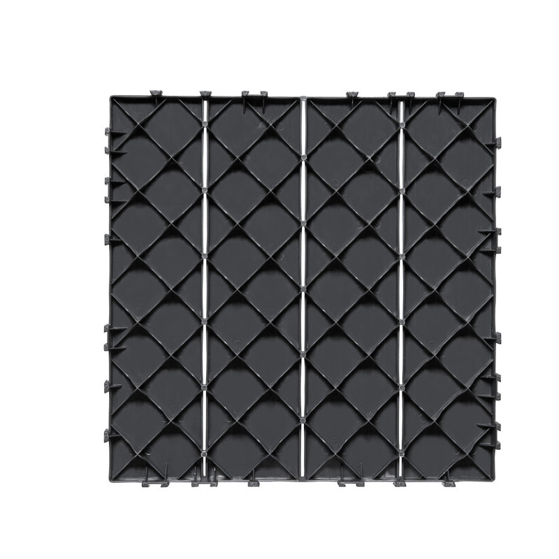 Dalles de terrasse emboîtables, paquet de 10, 30,5 x 30,5 cm (12 po x 12 po), 0,93 m² (10 pi²), revêtement de sol extérieur imperméable en plastique, résistant aux intempéries, idéal pour terrasse, porche, balcon, jardin, gris foncé