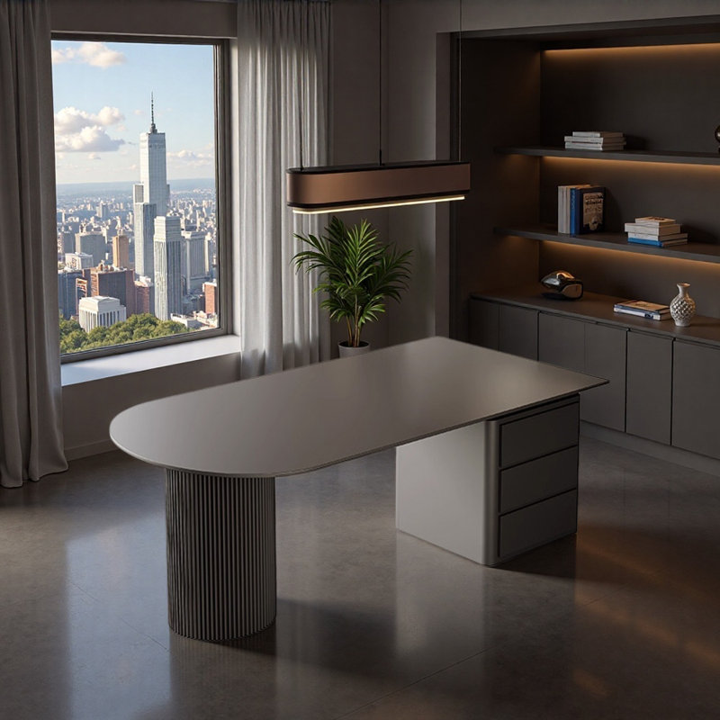 Bureau d'écriture à trois tiroirs, H 29,52 po x l 62,99 po x P 31,49 po