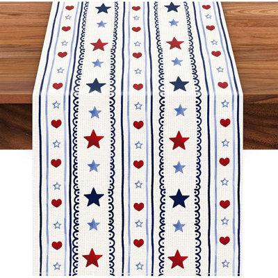 Patriotic Table Runner 13x72 Inch,red Blue Stars 4th Of July Independence Day Americana Stripe Holiday Table Decorations For Farmhouse Kitchen Dinning Indoor Outdoor Home Party Decor