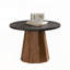 Table basse ronde avec placage à motif d'écorce véritable - Piédestal robuste