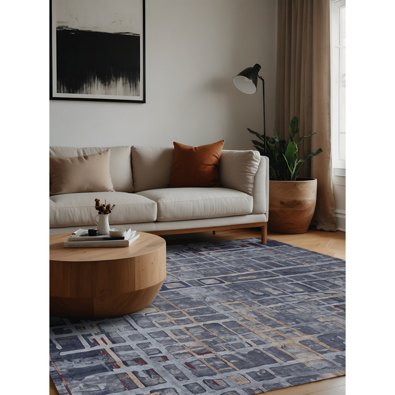 Tapis gris lavable à la machine, Carré 7 pi