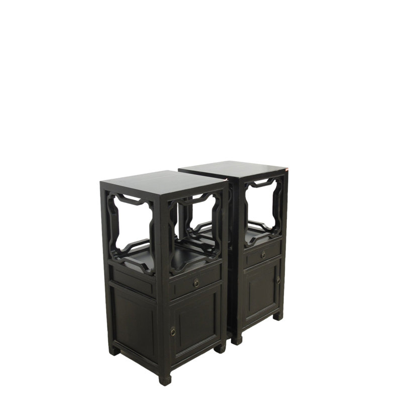 Solid Wood End Table Set with Storage