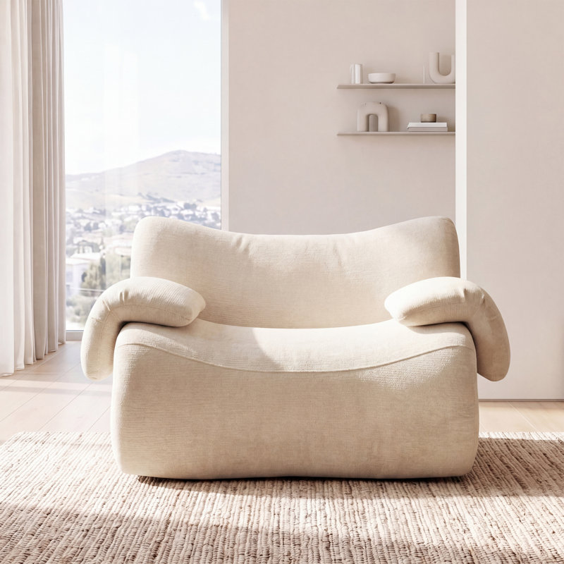 1 Seater Chenille Sofa, Beige