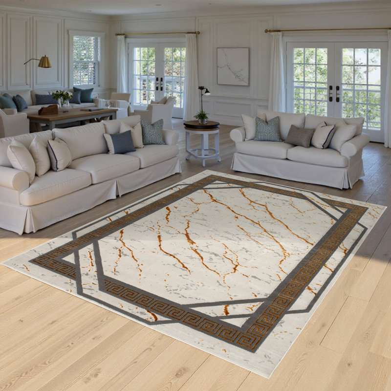 Monaco Series Abrstract Black/Gray/Ivory/Beige Area Rug, Rectangle 5'3" x 7'3"