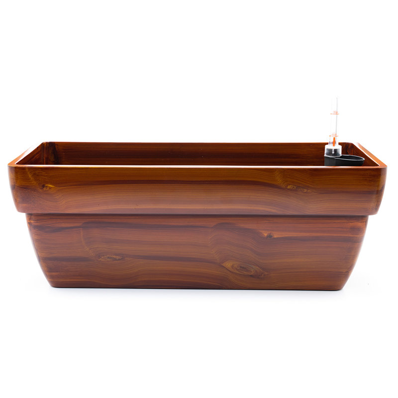 Dark Wood Plastic Pot - 7.8 In., Self-Watering Attribute, Weather Construction, Easy Assembly Method, 23" X 10" 8.3", Monitor Water Level Variation