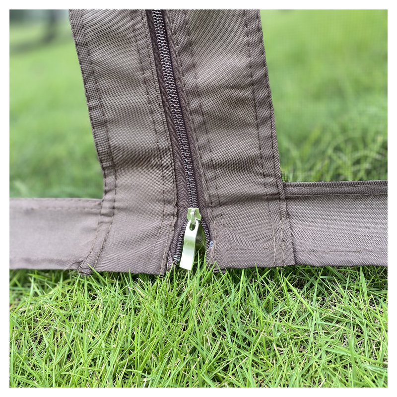 Abri de jardin pour patio 10 x 10 po avec double toit, moustiquaire amovible et cadre en acier pour la cour arrière