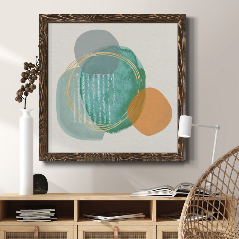 Cactus Vignette II - peinture sur toile encadrée, H 31,5 po x l 31,5 po x P 1,5 po, Cadre noyer