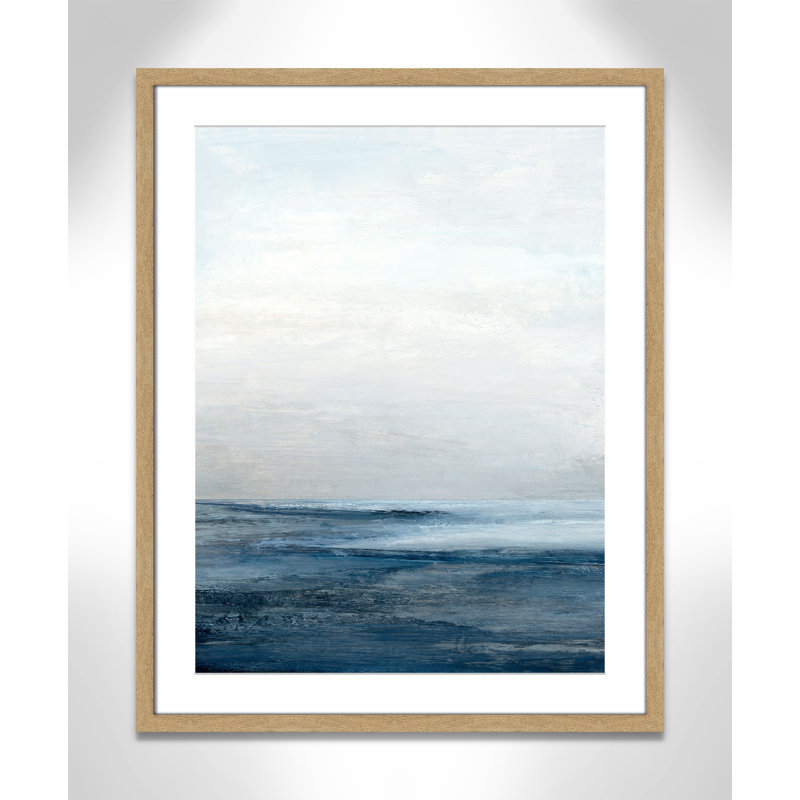 «Calm Ocean Under Cloudy Sky I» par , L 23,5 po x H 29,5 po, Matted Print, Naturel