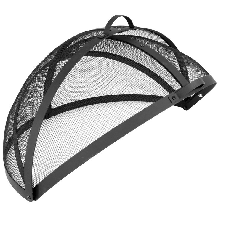 36" Black Steel Mesh Fire Pit Spark Screen with Hinged Door
