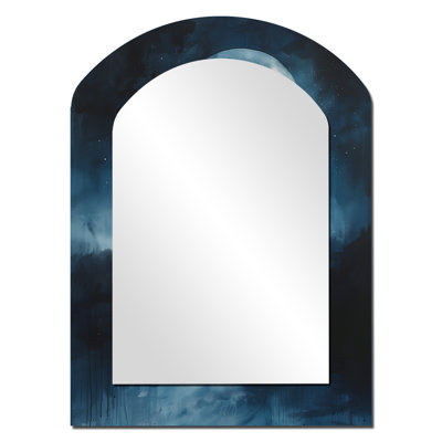 White blue summer Stronghold of Legends Fortress - Fortresses Asymmetrical Large Wall Mirror, Industrial Arch Unique Mirror, Printed Metal Art