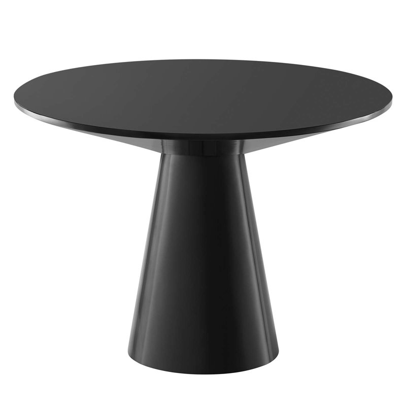 Black High Gloss Oval Dining Table for Six