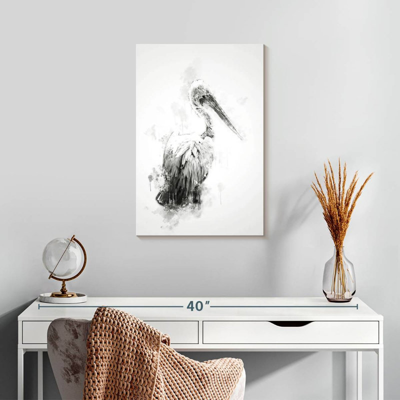 Brampt Pelican Black And White, 24" H x 16" W