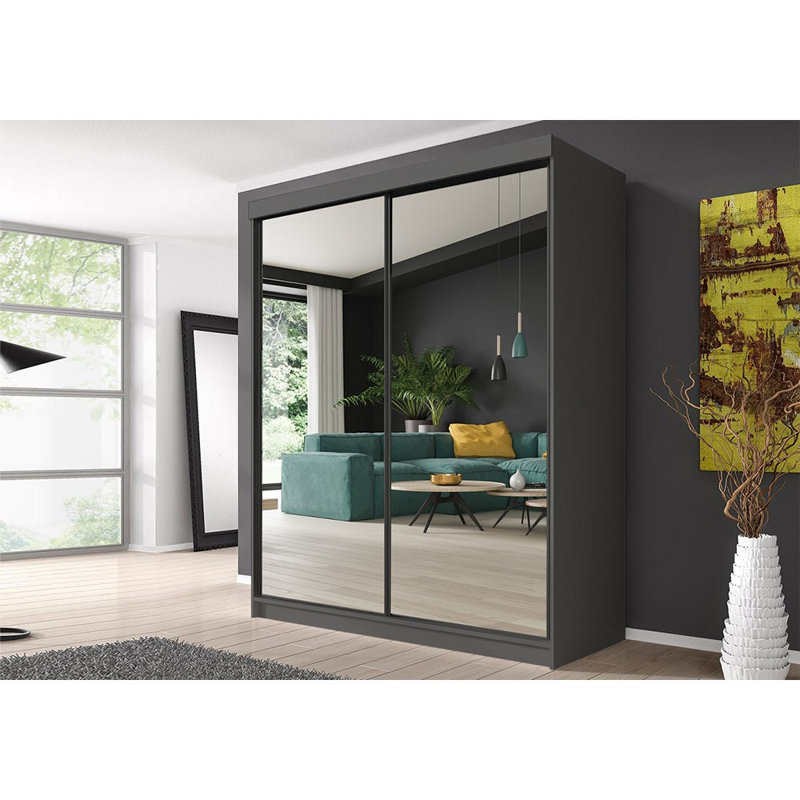 Vahrij 2 Door Wardrobe, Graphite, 218cm H x 203cm W x 61cm D