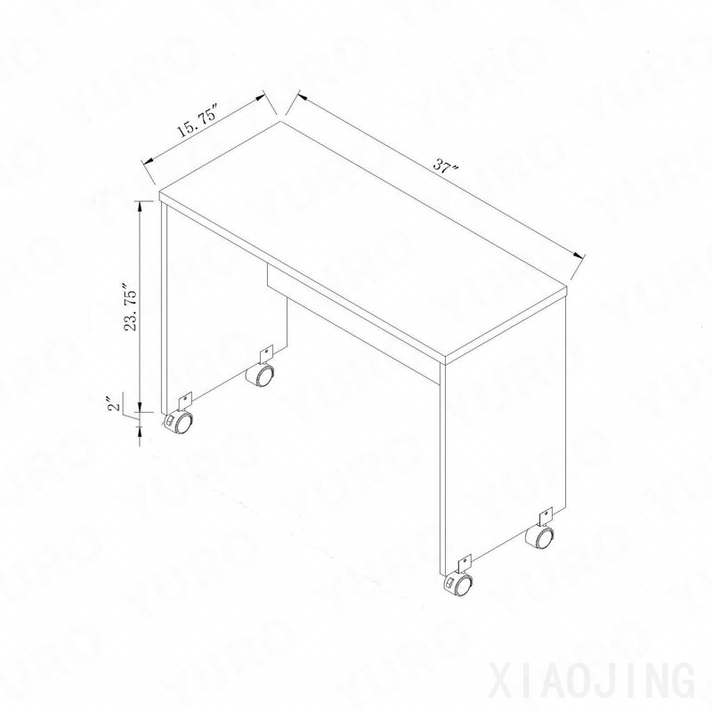Bureau d'ordinateur mobile en bois gris vieilli, Gris