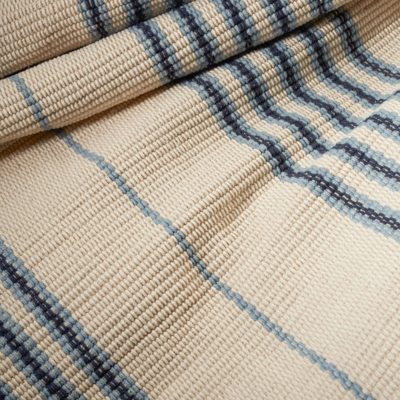 Conway Blue Handwoven Cotton Rug, Rectangle 8'6" x 11'6"