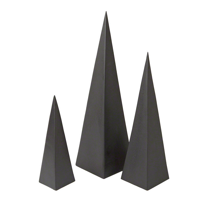 Pyramid Object 3 Piece Sculpture Set, Black