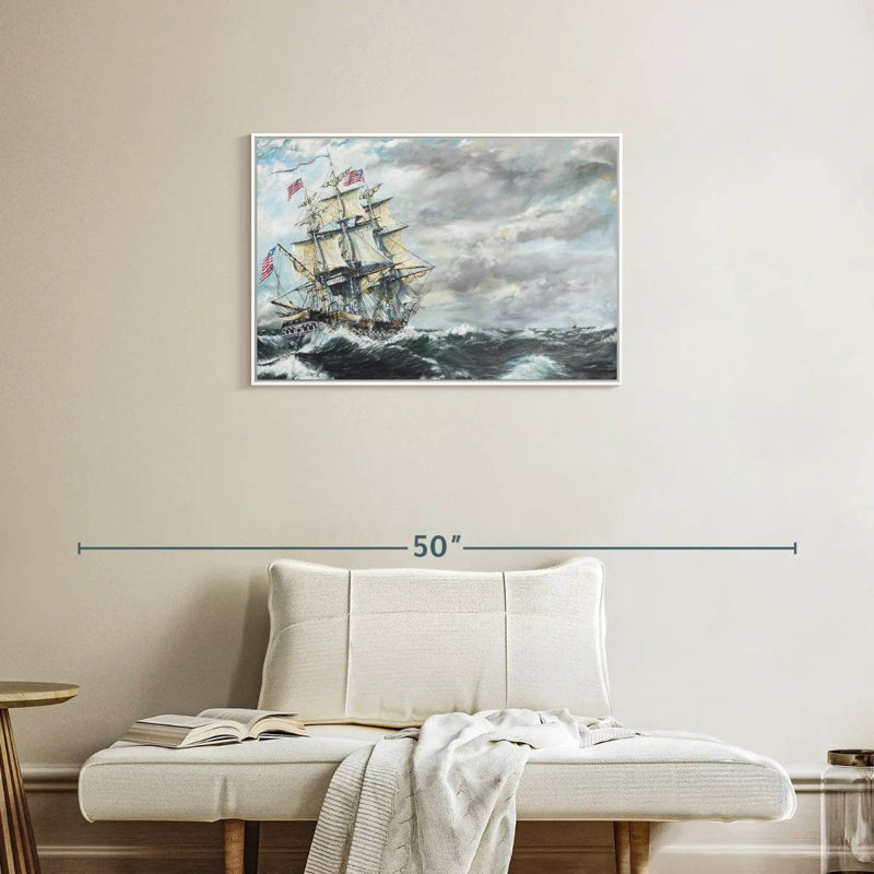 Tête de frégate USS Constitution pour frégate, Cadre flottant blanc, 31 po x 21 po