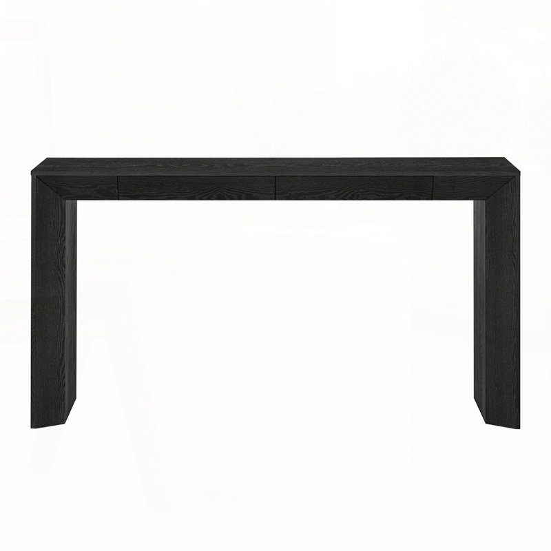 Modern Farmhouse Console Table with Drawers, Black