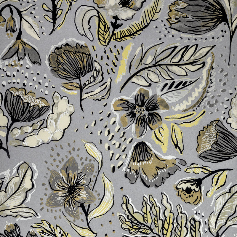 Pepper Embossed Wild Flower Felice Wallpaper Roll, Silver
