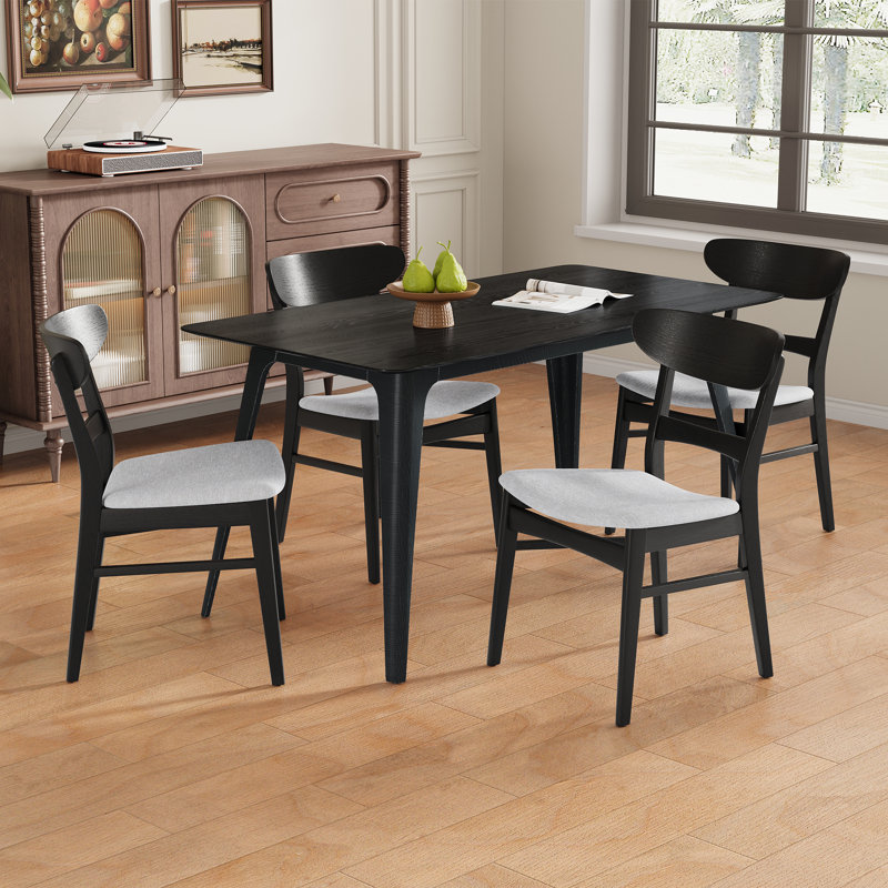 Armgart 4-Person Dining Set, Light Gray, Black