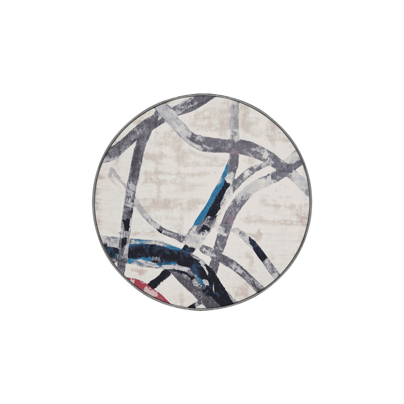 Tapis gris soyeux et moelleux, Rond 5 pi